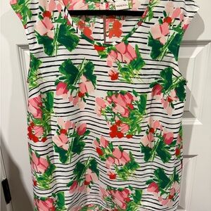 Merona Women's Green and Pink Floral Tank Top